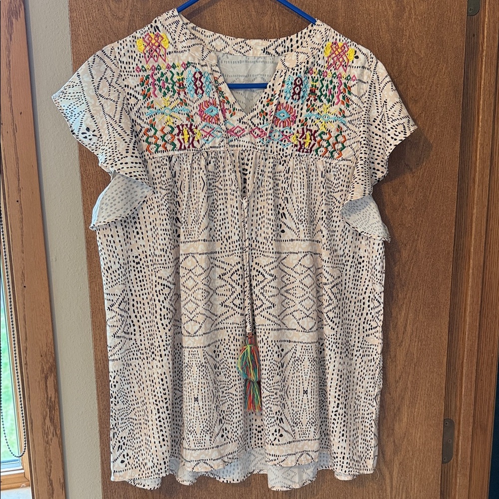Embroidered White Boho Top